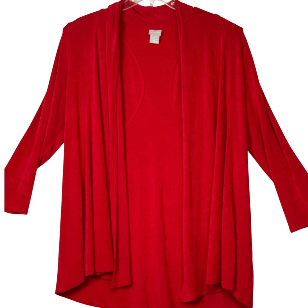 Chicos Travelers Set Red Jacket Size 1 Tank Top Size 0 Mix Match Outfit